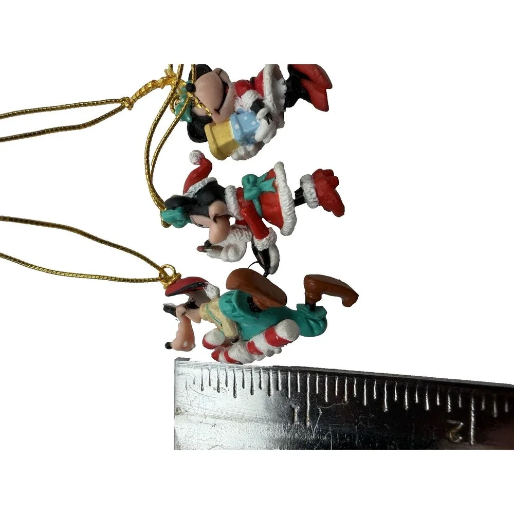 Vintage Disney Mickey Minnie Goofy Christmas Ornaments Lot 3 Resin Holiday Decor